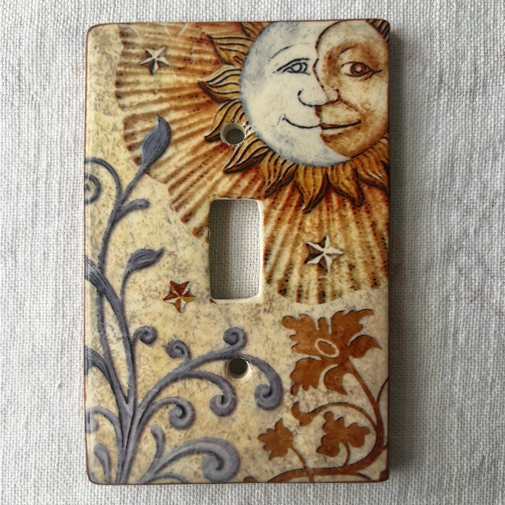 Ceramic Sun and Moon Decorative Light Switch Cover